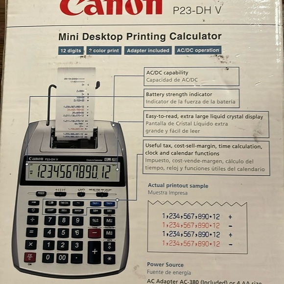 Canon Mini Desktop Printing Calculator P23-DHV 12 Digits 2 Color - Picture 4 of 8